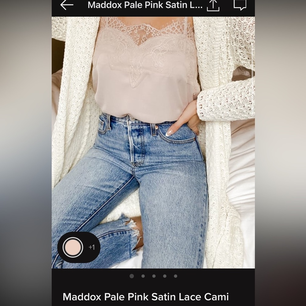 Lulu’s Maddox Pale Pink Satin Lace Tank. Worn once. Perfect condition - Picture 5 of 5